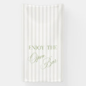 Sage Green & Beige Stripe Wedding Open Bar Banner (Verticaal)