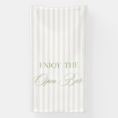 Sage Green & Beige Stripe Wedding Open Bar Banner (Verticaal)