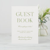 Sage Green & Beige Wedding Guest Book Sign Kaart (Staand voorkant)