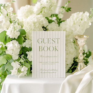 Sage Green & Beige Wedding Guest Book Sign Kaart