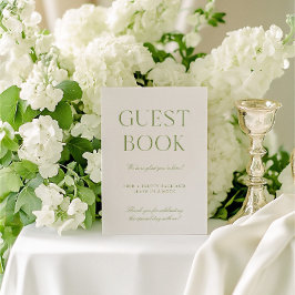 Sage Green & Beige Wedding Guest Book Sign Kaart