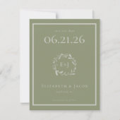 Sage Green Berries en Leaves Save the Date (Voorkant)
