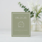 Sage Green Berries en Leaves Save the Date (Staand voorkant)