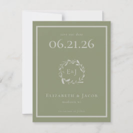 Sage Green Berries en Leaves Save the Date