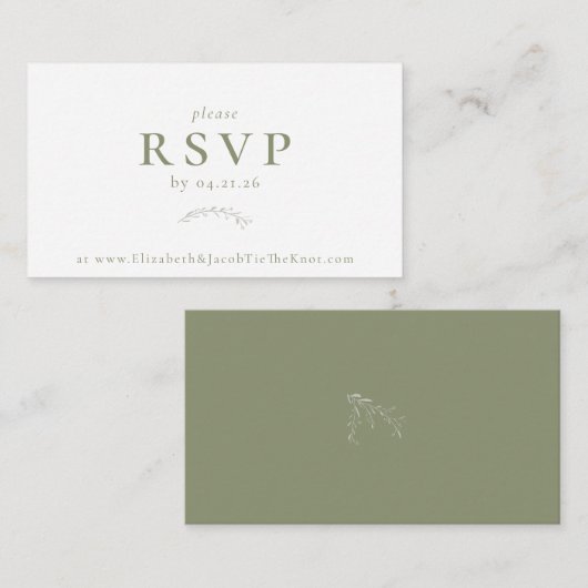 Sage Green Berries en Leaves Wedding RSVP Kaart (Voorkant / Achterkant)