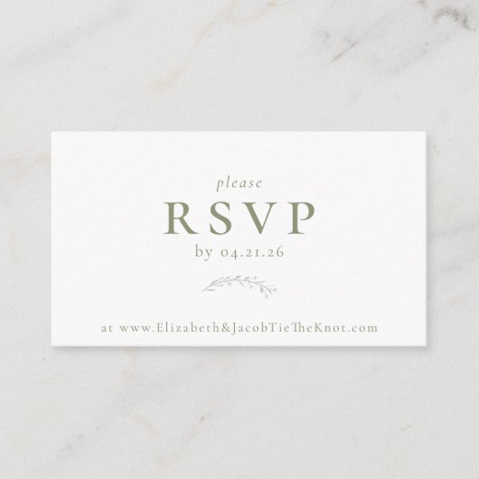 Sage Green Berries en Leaves Wedding RSVP Kaart (Voorkant)