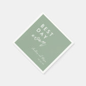 Sage Green Best Day Ever Weddenschappen Reception Servet (Hoek)