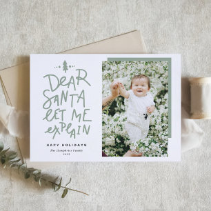 Sage Green Beste Kerstman Laat me Baby foto uitleg Feestdagen Kaart