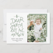 Sage Green Beste Kerstman Laat me Baby foto uitleg Feestdagenkaart (Voorkant)