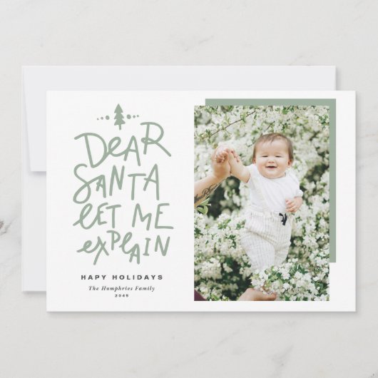 Sage Green Beste Kerstman Laat me Baby foto uitleg Feestdagenkaart (Voorkant)