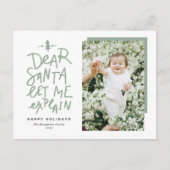 Sage Green Beste Kerstman Laat me Kerstmis uitlegg Feestdagenkaart (Voorkant)