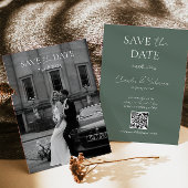 Sage Green Bewaar de Date Kaart met Wedding QR Cod