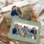 Sage Green Bewaar de datum 4 Foto Eenvoudig Save The Date