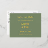 Sage Green Bewaar het Date Folie Invitation Briefk Folie Uitnodiging Briefkaart (Voorkant / Achterkant)