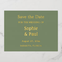 Sage Green Bewaar het Date Folie Invitation Briefk
