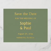Sage Green Bewaar het Date Folie Invitation Briefk