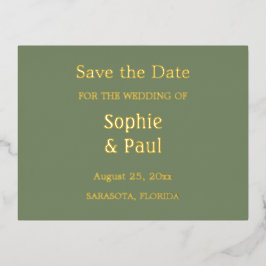 Sage Green Bewaar het Date Folie Invitation Briefk Uitnodiging Briefkaart