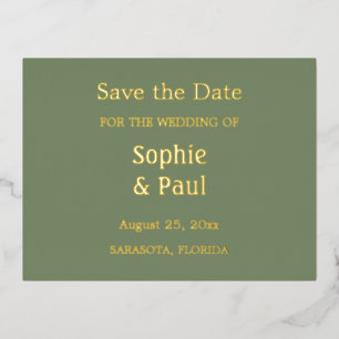 Sage Green Bewaar het Date Folie Invitation Briefk Uitnodiging Briefkaart