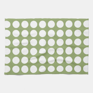 Sage Green & Big White Polka Dots Theedoek