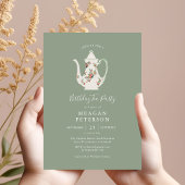 Sage Green Birthday Party Tea Party Invitation Kaart