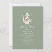 Sage Green Birthday Party Tea Party Invitation Kaart (Voorkant)