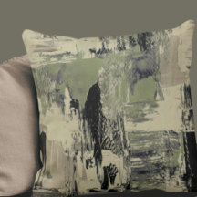 Sage Green & Black Artistic Abstract