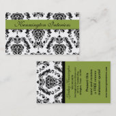 Sage Green Black Damask Lace Visitekaartjes (Voorkant / Achterkant)