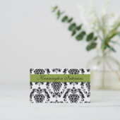 Sage Green Black Damask Lace Visitekaartjes (Staand voorkant)