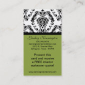 Sage Green Black Damask Lace Visitekaartjes (Achterkant)