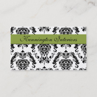 Sage Green Black Damask Lace Visitekaartjes