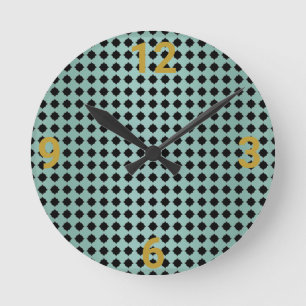 Sage Green Black Geometric Wall klok