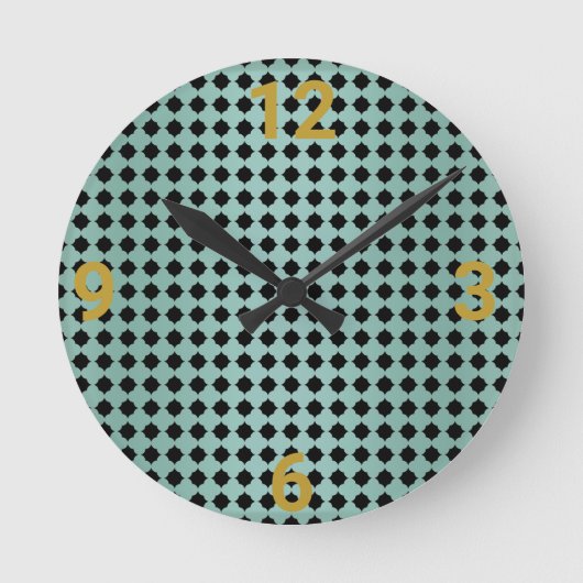 Sage Green Black Geometric Wall klok (Voorkant)