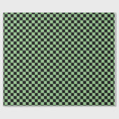 Sage Green Black Pattern Checkerboard Camouflage Cadeaupapier (Vlak)