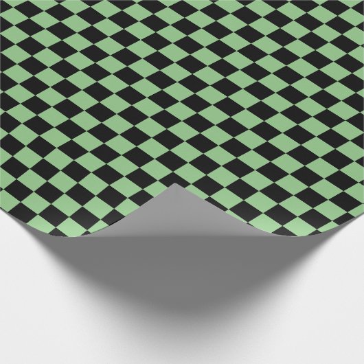 Sage Green Black Pattern Checkerboard Camouflage Cadeaupapier (Hoek)