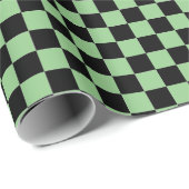 Sage Green Black Pattern Checkerboard Camouflage Cadeaupapier (Rol Hoek)