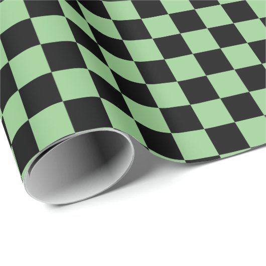 Sage Green Black Pattern Checkerboard Camouflage Cadeaupapier (Rol Hoek)