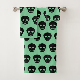 Sage Green Black Skull Pattern Bad Handdoek
