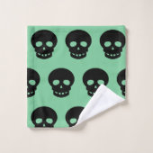 Sage Green Black Skull Pattern Bad Handdoek (Wasdoekje)