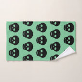 Sage Green Black Skull Pattern Bad Handdoek (Handdoek)