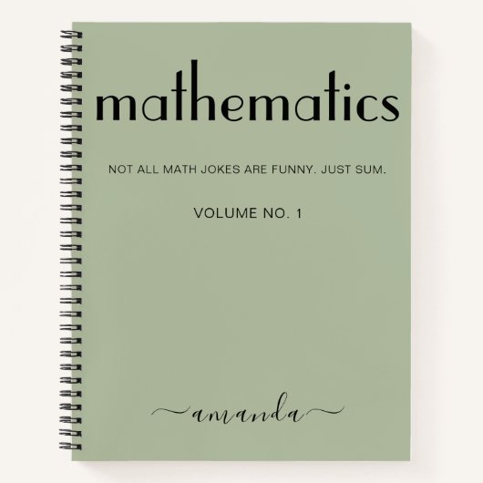 Sage Green Black, speciaal aangepast wiskunde Notitieboek (Voorkant)