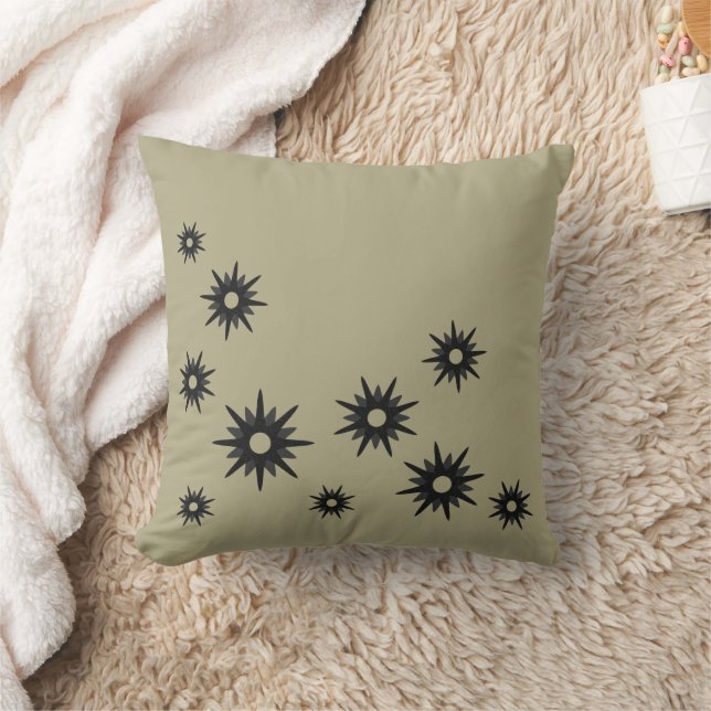 Sage Green & Black Starburst Design Kussen (Deken)