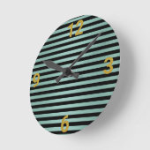 Sage Green Black Stripe Wall Clock Ronde Klok (Hoek)