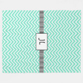 Sage Green Black Striped Monogramed Fleece Blanke Deken (Voorkant (Horizontaal))