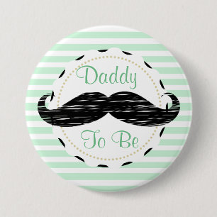 Sage Green Black Stripes papa om Baby shower te wo Ronde Button 7,6 Cm