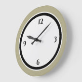 Sage Green Black & White Minimalist Large Clock Grote Klok (Hoek)