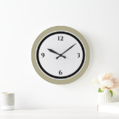 Sage Green Black & White Minimalist Large Clock Grote Klok (Huis)