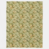 Sage Green Blanket Luxury Gold Botanical Design Fleece Deken (Voorkant)