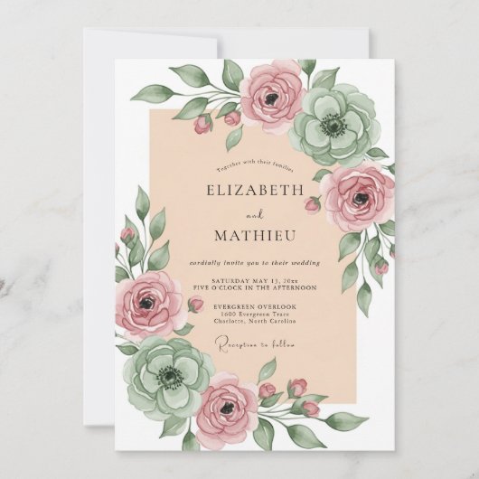 Sage Green Blissful Spring Wedding Kaart (Voorkant)
