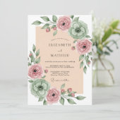 Sage Green Blissful Spring Wedding Kaart (Staand voorkant)