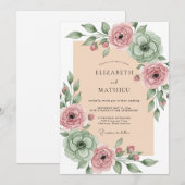 Sage Green Blissful Spring Wedding Kaart (Voorkant / Achterkant)